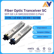 Netline SFP Network Transceiver Fiber Optic SC Single Mode 1.25Gbps DDM 1 Pair SFP-GE-LX-SM 3KM 10KM
