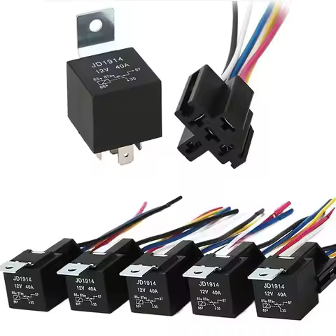 5 PAck JD1912 12V 40A Automotive Relay HarneSS JD1914 40A 12 Volt 5Pin Relay kit Relay Switch Power 