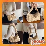 Trendy - T6153 Fluffy Shoulder Satchel Puffy Shoulder Bag Adjustable Puffy Shoulder Bag/ Puffy Bag/