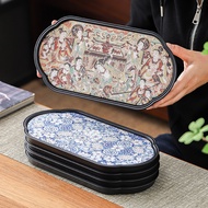 Chinese Retro Kung Fu Tea Table Tray Small Household Begonia Tea Tray Ceramic Water-Absorbing Dry Br