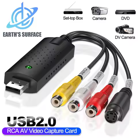 USB2.0 Audio Video Capture Card Adapter USB 2.0 to RCA VHS TV DVD VCR Video Capture VHS to Digital C