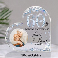 5/10/20/25/30/35/40/45/50/55/60th Wedding Anniversary Acrylic Heart Plaque, 5/10/20/25/30/35/40/45/5
