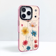 Color Flower Sketch Painting Wireless Magnetic Charging Case Compatible For IPhone 16E 16 Plus 11 12