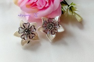 Aksesoris 76 - Sepasang Anting Klip Hijab Bunga Besar - Anting Jepit Hijab A57 Handmade