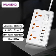 1.8M Extension Lead 5 Way with 2 USB-A and 1 USB-C,UK Plug Power Strip Multi Plug Extension Cord