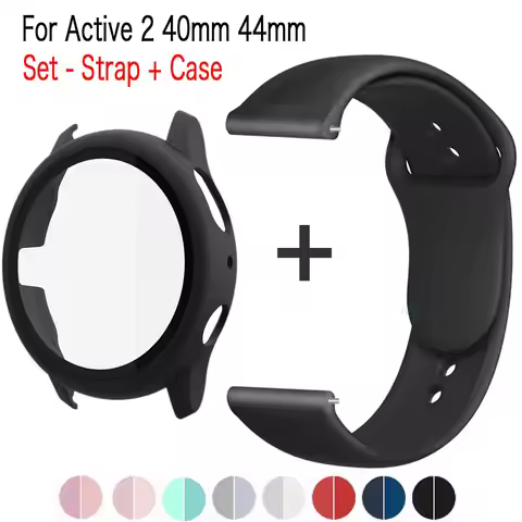 Case + Strap for Samsung Galaxy Active 2 40mm 44mm Protective Glass Film Cover for Active 2 Bracelet