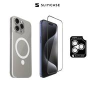 [Combo 3in1] เคส + ฟิล์มกระจก + เลนส์กล้อง iPhone 15 Pro / 15 Pro Max จาก SLIMCASE - ปกป้องรอบด้าน ไ