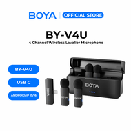 BOYA BY-V4/V4D/V4U 4-Channel Lavalier Lapel Wireless Microphone for iP/USB-C/Tablet/Laptop