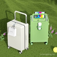『Free Shipping』New USB charging wide trolley luggage with cup holder 20 inch boarding suitcase large