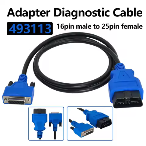 493113 16 Pin Male to 25Pin Female OBD2 Adapter Diagnostic Cable for Multiple Vehicle J1962 Connecto
