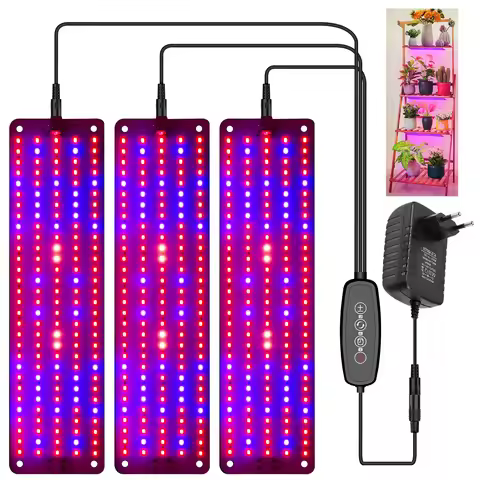 Full Spectrum Plant Grow Light LED Auto On/Off Timer 3/6/12H 3 Lighting Modes 6 Dimmable Level 12V G