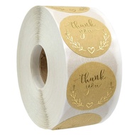 Kraft Paper Stickers Thank You Wheat Pattern Kraft Gold Stamping Stickers Sealing Adhesive Labels FN
