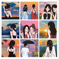 DADA D2  20*20 Framed  paint by numbers  Couple Lover Painting Painting By Numbers Wall Art Scenery 