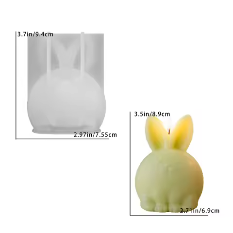 DIY Easter cute chubby bunny resin mold for scented candles, rabbit-shaped plaster mold