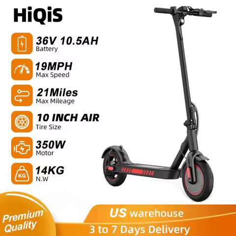 HiQiS D9 Electric Scooter 350w Motor 19MPH Max Speed 10.5ah Battery 21 Miles Mile Range 10inch Honey