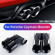 For Porsche Cayman Boxster Muffler 987 981 718 Exhaust Pipe Upgrade Carbon Fiber Tailpipe Tip Nozzle