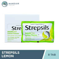 Strepsils Sugar Free Lemon Flavor Sachet - Permen Pelega Tenggorokan