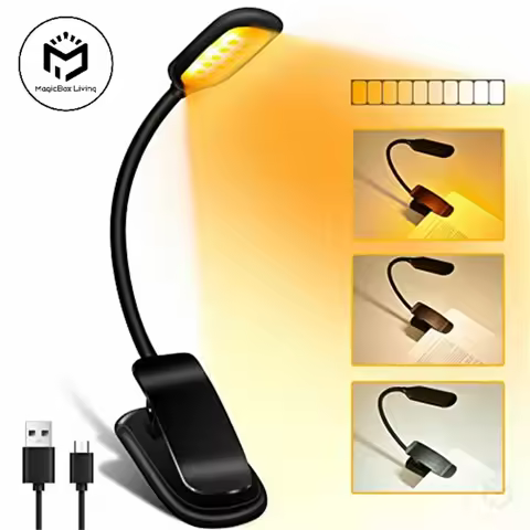 Blue Light Filtered Clip-On Book Light 1000mAh Usb Rechargeable Dimmable Amber Reading Light Mini Re