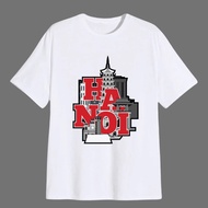 Hanoi travel unisex T-shirt 3 - White Black Gray T-shirt for Men and Women, Down Form, No Ruffles [V