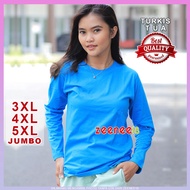 Women's Jumbo Long Sleeve T-shirt ld 130 3XL 4XL 5XL Dark Turkis