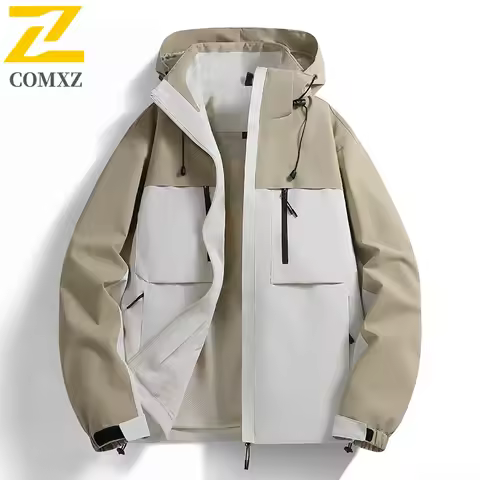 Outdoor Work Camo Jacket Men's Hiking Fishing Maple Leaf Pocket Waterproof Windbreaker Unisex Autumn