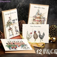 QUENTIN 12pcs/set Christmas Countdown Gift Card Set, Twelve Days Separate Christmas Card Set, Envelope Funny Quirky Postcard Set Party
