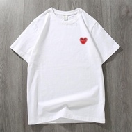 ย้อนยุคComme Des Garcons Love เสื้อยืดผู้ชายและผู้หญิงเล่นผ้าฝ้ายแท้รอบคอหัวใจสีแดงแขนสั้นS-5XL