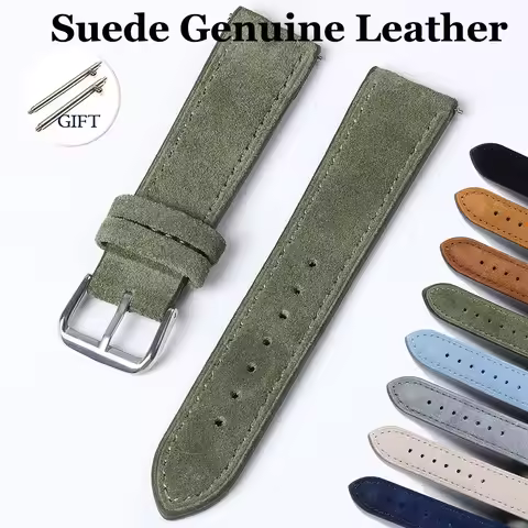 Vintage Suede Strap for Seiko Cowhide Leather Watch Band for Omega for Rolex Stitching Bracelet Spor