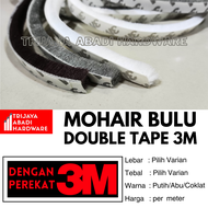 Moher Mohair Bulu Abu Muda 3M / Coklat Double Tape / Tanpa Perekat Door Seal Peredam Pintu Jendela