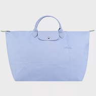 LONGCHAMP LE PLIAGE GREEN系列刺繡短把再生尼龍摺疊旅行袋(小) 天澄