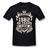 [S-5XL] Born In January 1982 Print Short Sleeve T-Shirt For Men 40 Years Hot Tee