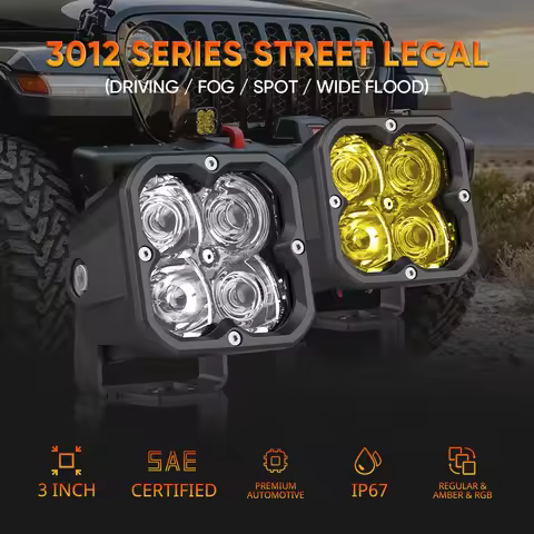 CN360 1PC 3inch 20W White Yellow Cube LED Pod Light Driving Spot Fog Flood Beam Work Lights,Off-Road