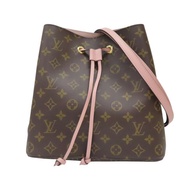 棕色原花帆布 粉色牛皮飾邊 NeoNoe MM 水桶包 兩用包【LOUIS VUITTON LV 路易威登】 M44022