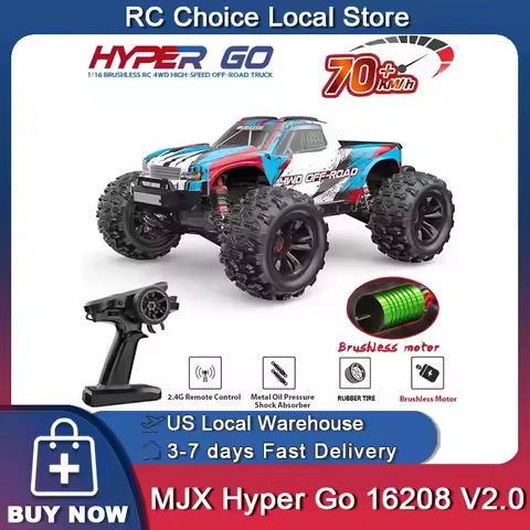 MJX 16208 V2.0 1/16 Rc Cars 4WD Off-Road Racing Truck Brushless 2.4g RC Cars Hyper GO High-speed Dri
