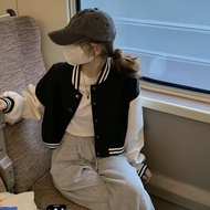 Spring and Autumn Thin Simple Academy Style Women's Short Baseball Uniform Casual Versatile Loose Lo