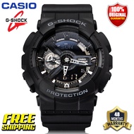 Original G-Shock GA110 Men Sport Watch Japan Quartz Movement Dual Time Display 200M Water Resistant Shockproof and Waterproof World Time LED Auto Light Sports Wrist Watches with 4 Years Warranty GA-110-1B (Free Shipping Ready Stock)