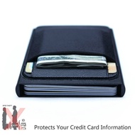Ready Stock RFID Ridge Slim Black Carbon Fiber Credit Card Holder Metal Simple Wallet