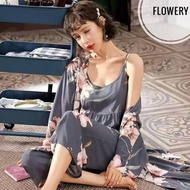 SET BAJU TIDUR WANITA / PIYAMA WANITA / PIYAMA DEWASA IMPORT 3IN1 PM