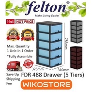🌈BARU 🌈Laci Almari 5 Tingkat Perabot Hot Sales [ Wikomall ] Felton FDR488 Durable Drawer 5 Tiers (12"W x 15"D x 31"H)