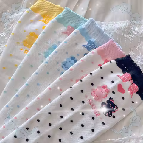 Ms rabbit bear Lolita jelly cotton socks autumn warm socks in the uniform thick stripe Japanese thin