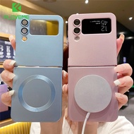 เคสโทรศัพท์เคลือบฟิล์มกระจกหรูหราสำหรับ Samsung Galaxy Z Flip 6 Z Flip 5 4 Flip 3 5G เคส Galaxy นิ่ม