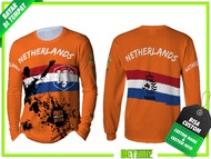 Baju Kaos Lengan Panjang PIALA DUNIA 2022 Jersey NETHERLANDS Fullprint Sublime