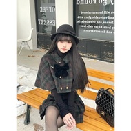 Woolen Pleated Brand Cape laladudumm Plaid Skirt for Women in Autumn and Winter, Shawl Style, Plus S