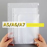 PVC Perforated Loose-Leaf Storage Bag Zipper Bag Zipper Student A6A7 Large-Capacity Pull Side Bag Re