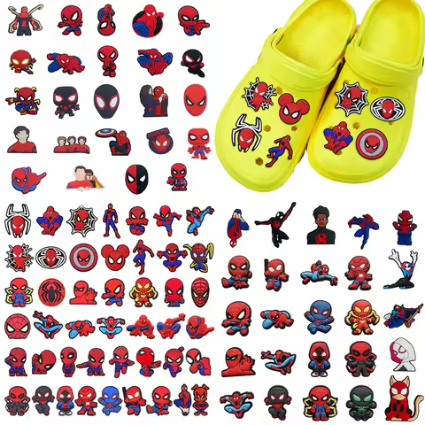 16-100pcs Hot Toys Spiderman Series PVC Shoe Charms Accessories Wristbands Slipper Decoration DIY Cr