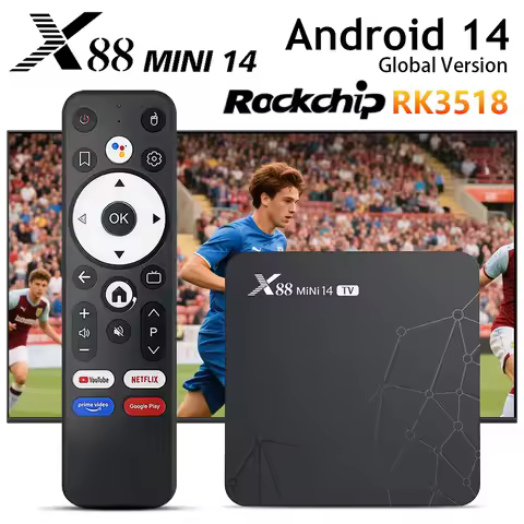 X88mini14 TV Smart TV BOX Android 14 Rockchip RK3518 4K WIFI6 BT5.0 2G16G Set Top Box Media Player A