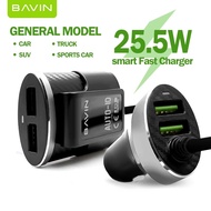 BAVIN C502 5.1A Quick & Universal Car Charger 25.5W w/ 4 USB 1M Extension for Micro / 5G / Type-C