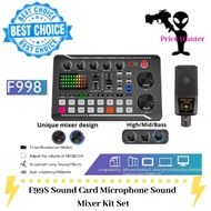 F998 Sound Card Mic Sound Mixer Sound Card Audio Mixing Console Amplifier
