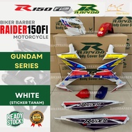 RAPIDO Coverset Suzuki R150 Fi Gundam Series White Body Cover (Sticker Tanam) Raider150