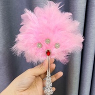 Pink fan offering to Co Chin statue, Hau Dong fan, fan offering to ancestors and ancestors